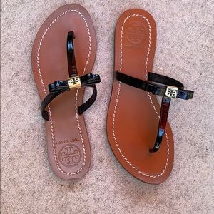 Tory Burch size 7 black patent leather sandals